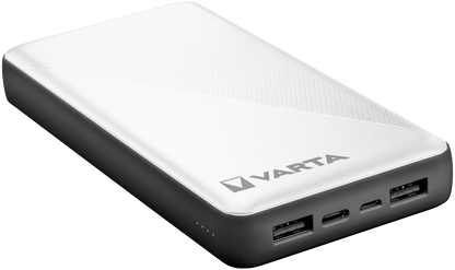 Varta Energy Externer Akku, 20000 mAh, 15 W, 2 x USB-A – 1 x USB-C, Weiß