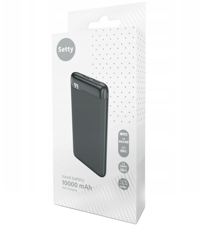Externer Akku Setty SPBL-10, 10000mAh, 10W, 2 x USB-A, Schwarz