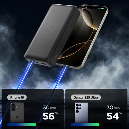 Externer Akku Spigen, 20000mAh, 30W, QC + PD, 1 x USB-A - 2 x USB-C, Schwarz
