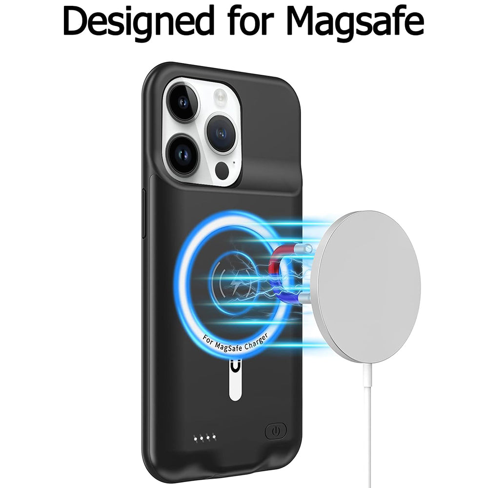 Externer Akkutyp Hülle Wireless Techsuit Power Pro Battery für Apple iPhone 15 Pro, 7000mAh, Schwarz