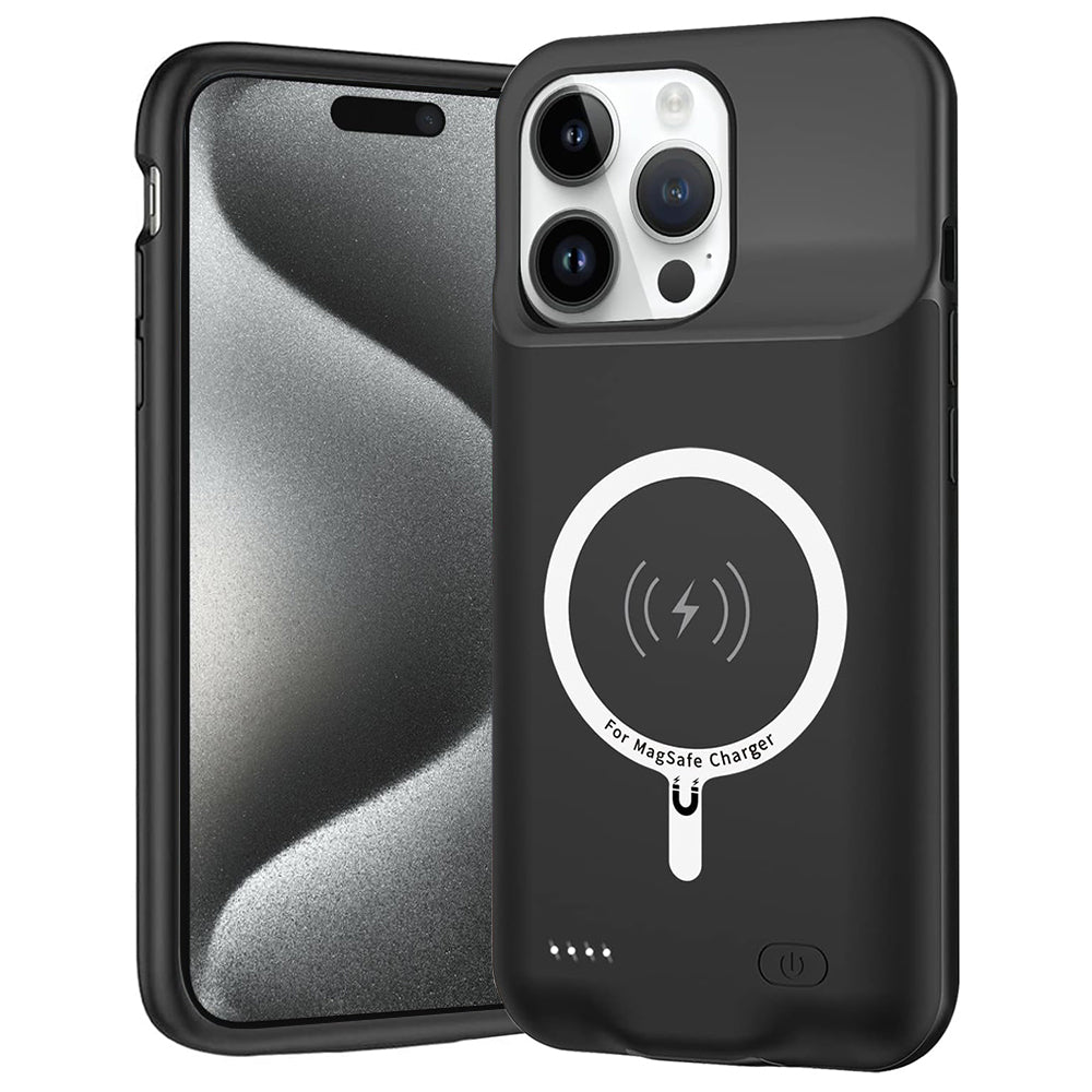 Externer Akkutyp Hülle Wireless Techsuit Power Pro Battery für Apple iPhone 15 Pro, 7000mAh, Schwarz