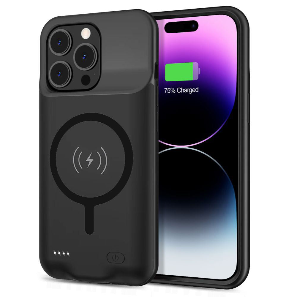 Externer Akkutyp Hülle Wireless Techsuit Power Pro Battery für Apple iPhone 15 Pro Max, 8500mAh, Schwarz