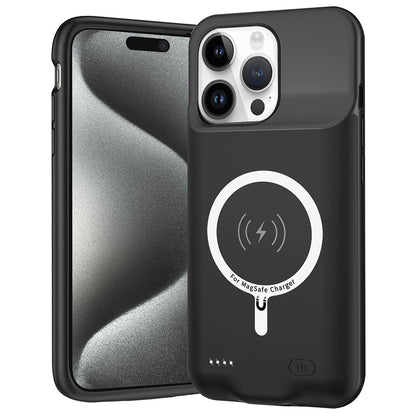 Externer Akkutyp Hülle Wireless Techsuit Power Pro Battery für Apple iPhone 15 Pro Max, 8500mAh, Schwarz