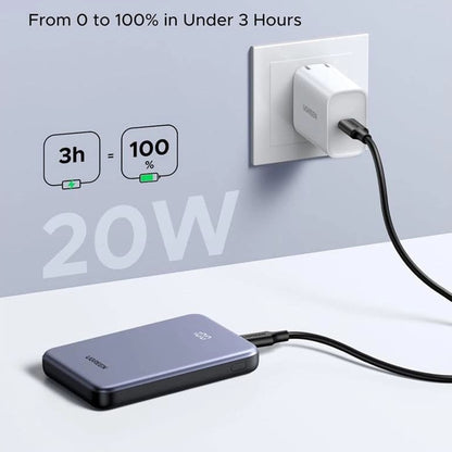 UGREEN 75131B External Battery, 10000mAh, 22.5W, QC + PD, 1 x USB-A - 1 x USB-C, Gray