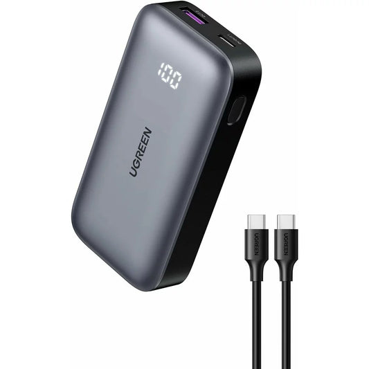 Externer Akku UGREEN PB502, 10000mAh, 30W, QC + PD, 1 x USB-A - 1 x USB-C, Grau
