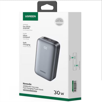 Externer Akku UGREEN PB502, 10000mAh, 30W, QC + PD, 1 x USB-A - 1 x USB-C, Grau