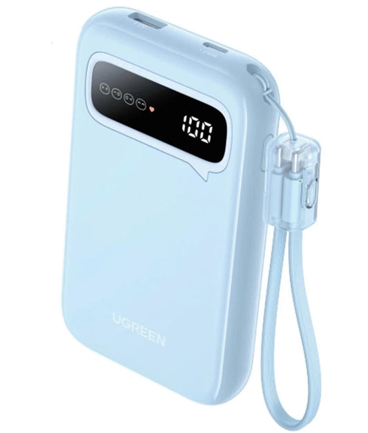 Externer Akku UGREEN PB522, 10000mAh, 20W, QC + PD, 1 x USB-A - 1 x USB-C, Blau