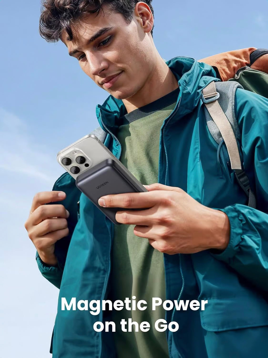 Externer Akku UGREEN PB761, 10000mAh, 30W, PD + FQI, 1 x QI - 1 x USB-C, Grau