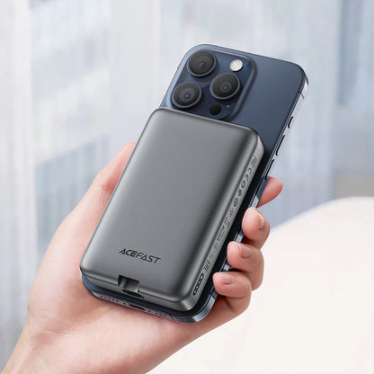 Externer Wireless Akku Acefast M10, 10000mAh, 30W, PD + FQI, 1 x QI - 2 x USB-C, Schwarz