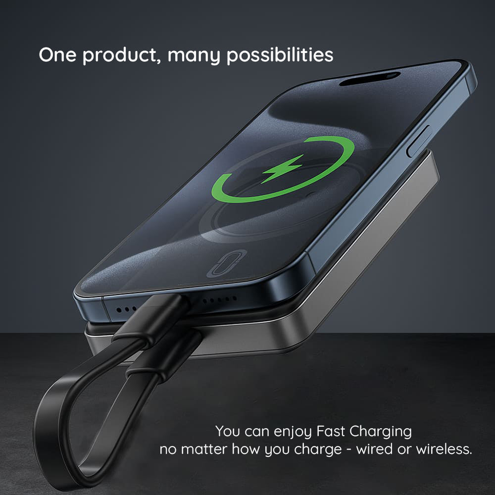 Externer Wireless Akku Acefast M12, 10000mAh, 20W, PD + FQI, 1 x QI - 1 x USB-C, Schwarz