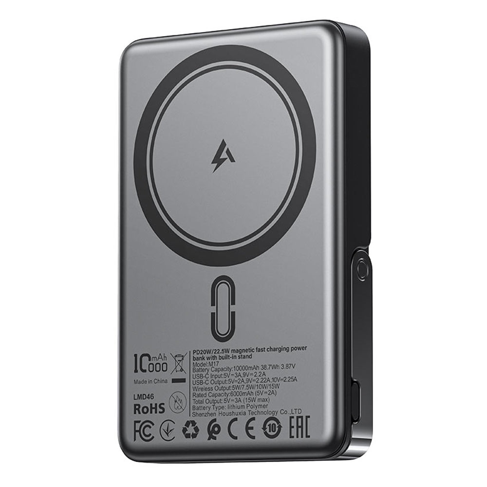 Externer Wireless Akku Acefast M17, 10000mAh, 22.5W, PD + FQI, 1 x QI - 1 x USB-C, Schwarz
