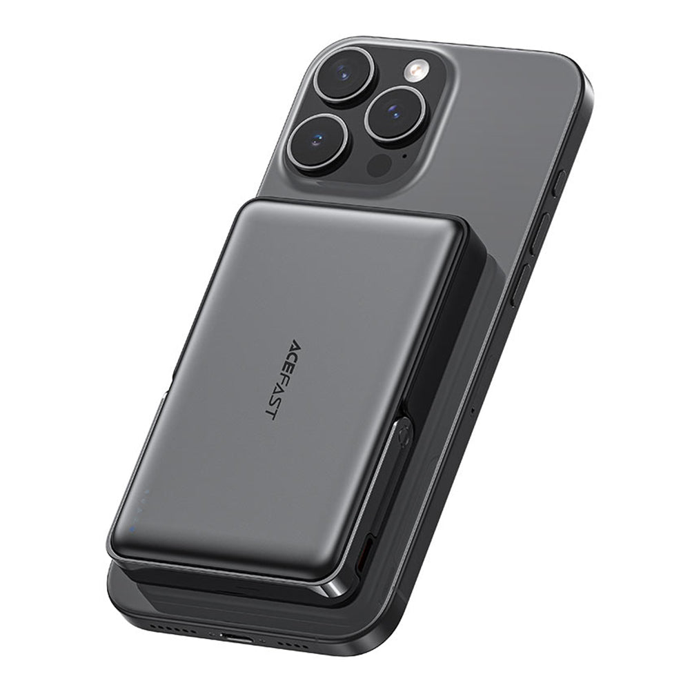 Externer Wireless Akku Acefast M17, 10000mAh, 22.5W, PD + FQI, 1 x QI - 1 x USB-C, Schwarz