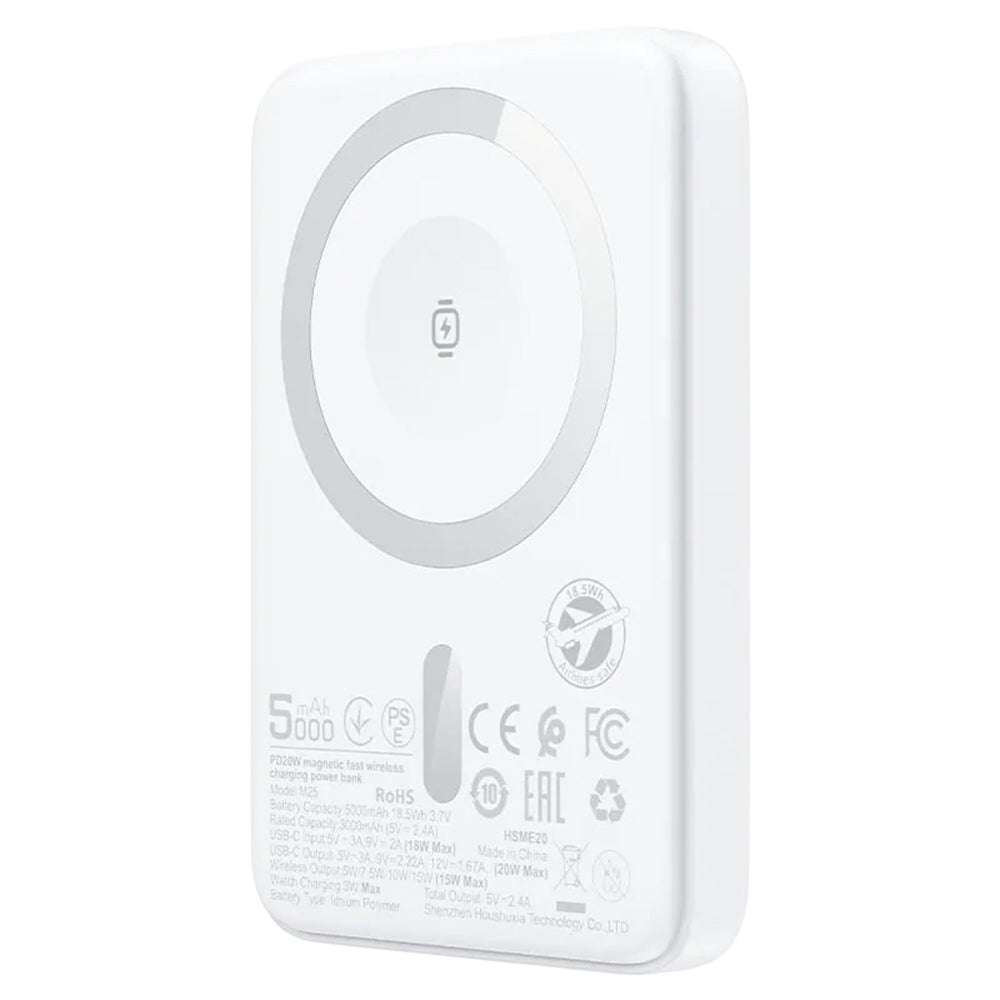 Externer Wireless Akku Acefast M25, 5000mAh, 20W, PD + FQI, 1 x QI - 1 x USB-C, Weiß