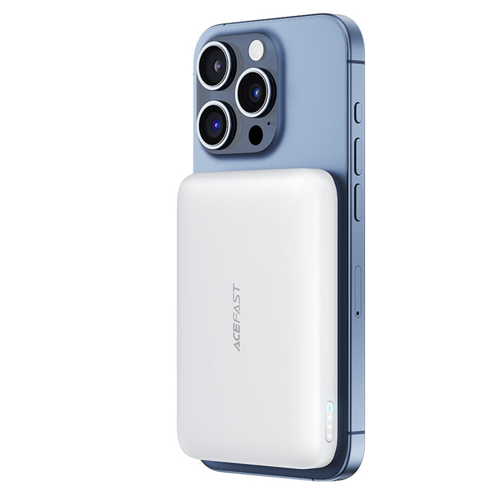 Externer Wireless Akku Acefast M25, 5000mAh, 20W, PD + FQI, 1 x QI - 1 x USB-C, Weiß