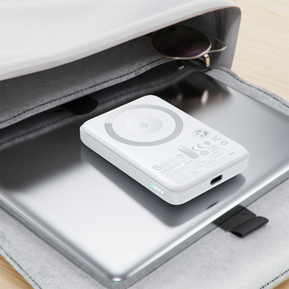 Externer Wireless Akku Acefast M25, 5000mAh, 20W, PD + FQI, 1 x QI - 1 x USB-C, Weiß