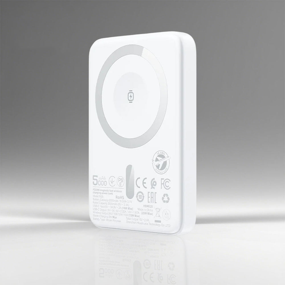 Externer Wireless Akku Acefast M25, 5000mAh, 20W, PD + FQI, 1 x QI - 1 x USB-C, Weiß