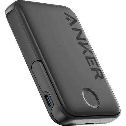 Anker 322 MagGo kabelloser externer Akku, 5000 mAh, 12 W, 1 x QI – 1 x USB-C, Schwarz A1618G11