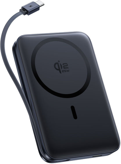 Baseus PicoGo AM61 Wireless Powerbank, 10000mAh, 45W, PD + FQI, 1 x QI - 2 x USB-C, Schwarz E0028V00