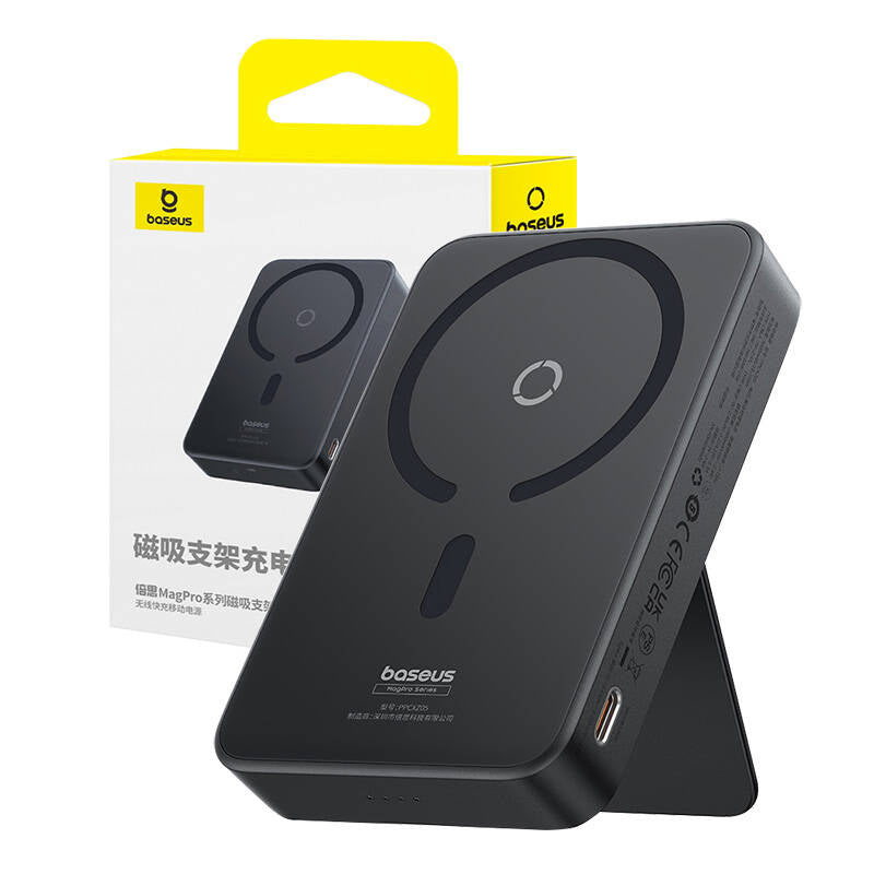 Baseus MagPro PPCXZ05 Wireless External Battery, 5000mAh, 20W, PD + FQI, 1 x QI - 1 x USB-C, Black P10064101123-00