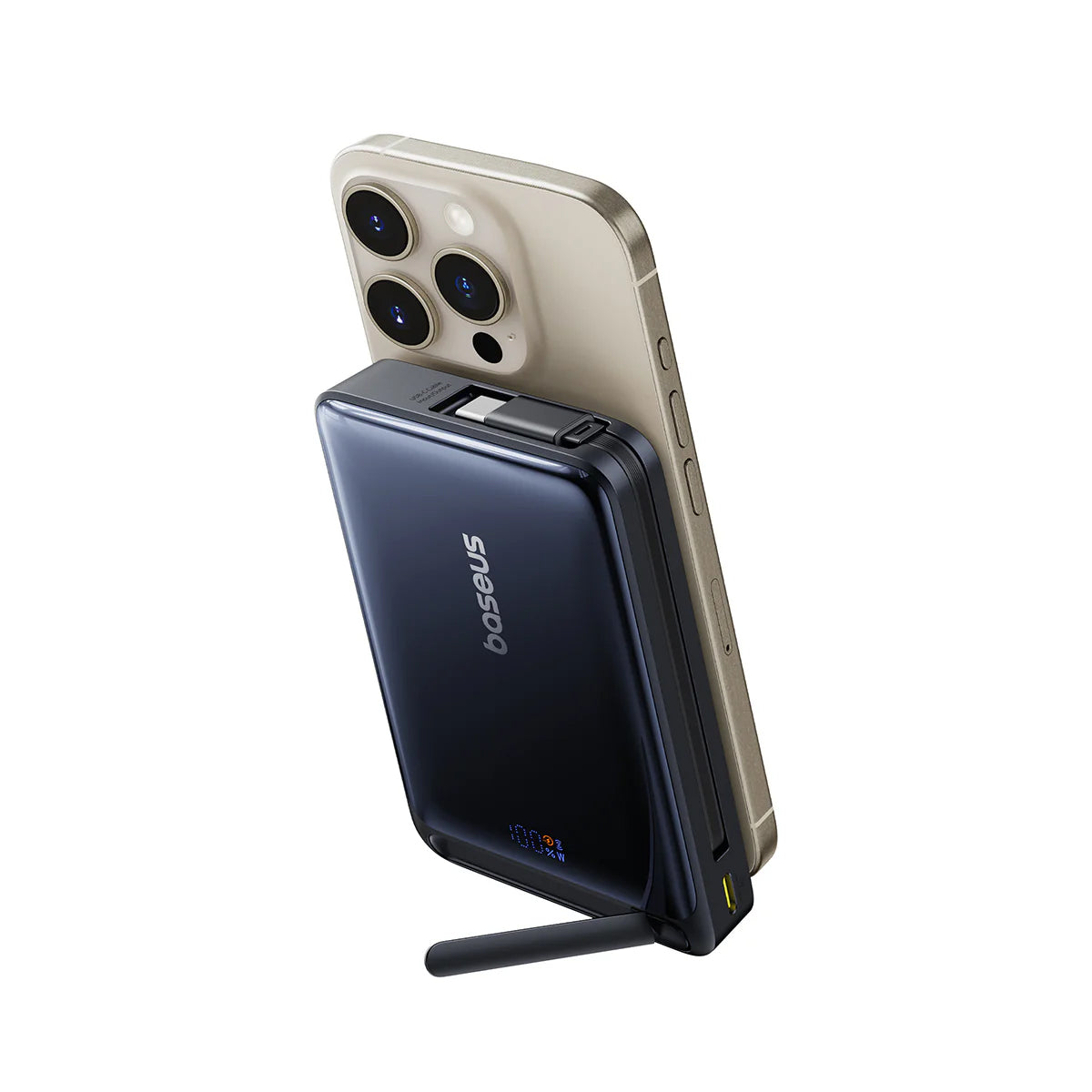 Externer Wireless-Akku Baseus Nomos, 10000mAh, 45W, PD + FQI, 1 x QI - 2 x USB-C, Schwarz P10078800123-00