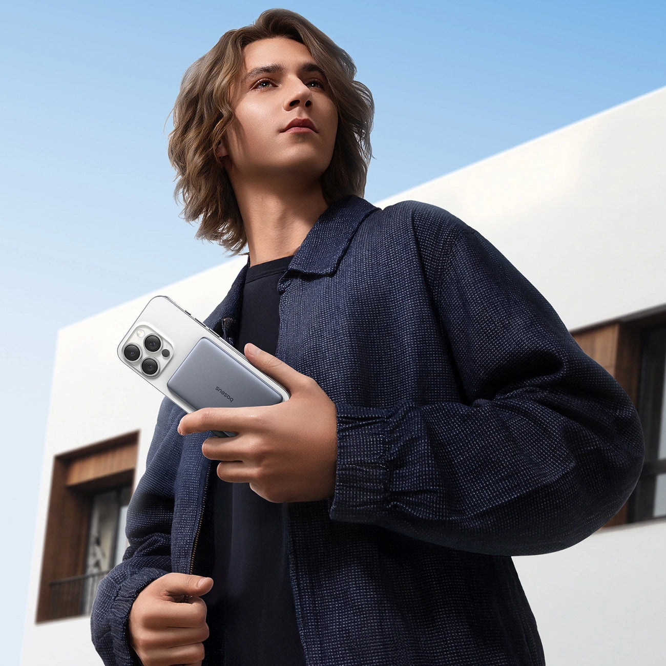 Externer Wireless-Akku Baseus PicoGo AM41, 5000mAh, 20W, PD + FQI, 1 x QI - 1 x USB-C, Grau P1007680C813-00