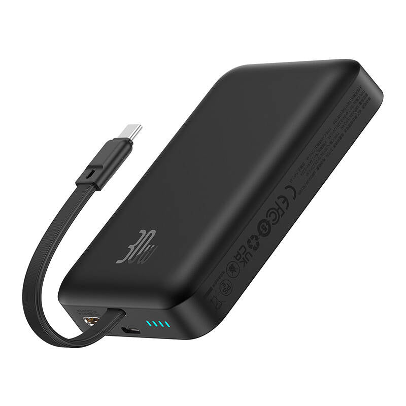 Externer Akku Wireless Baseus Magnetic Mini, 10000mAh, 30W, PD + FQI, 1 x QI - 2 x USB-C, Schwarz P1002210B113-00