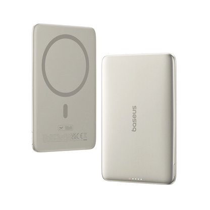 Externer Wireless-Akku Baseus PicoGo AM41, 5000mAh, 20W, PD + FQI, 1 x QI - 1 x USB-C, Beige
