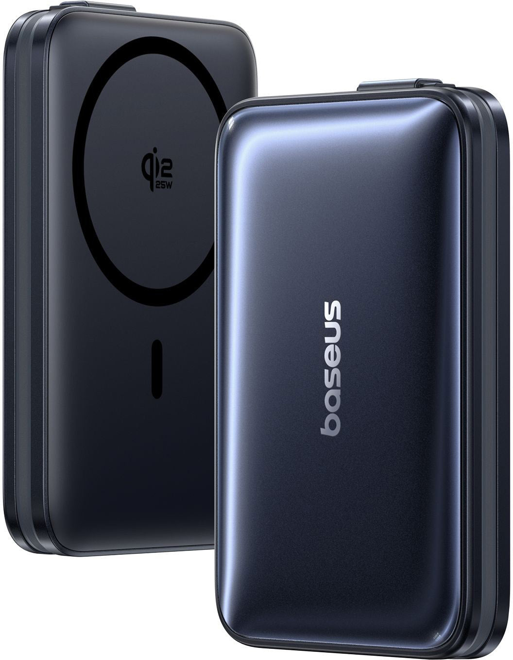 Baseus PicoGo AM61 Wireless Powerbank, 10000mAh, 45W, PD + FQI, 1 x QI - 2 x USB-C, Schwarz E0028V00
