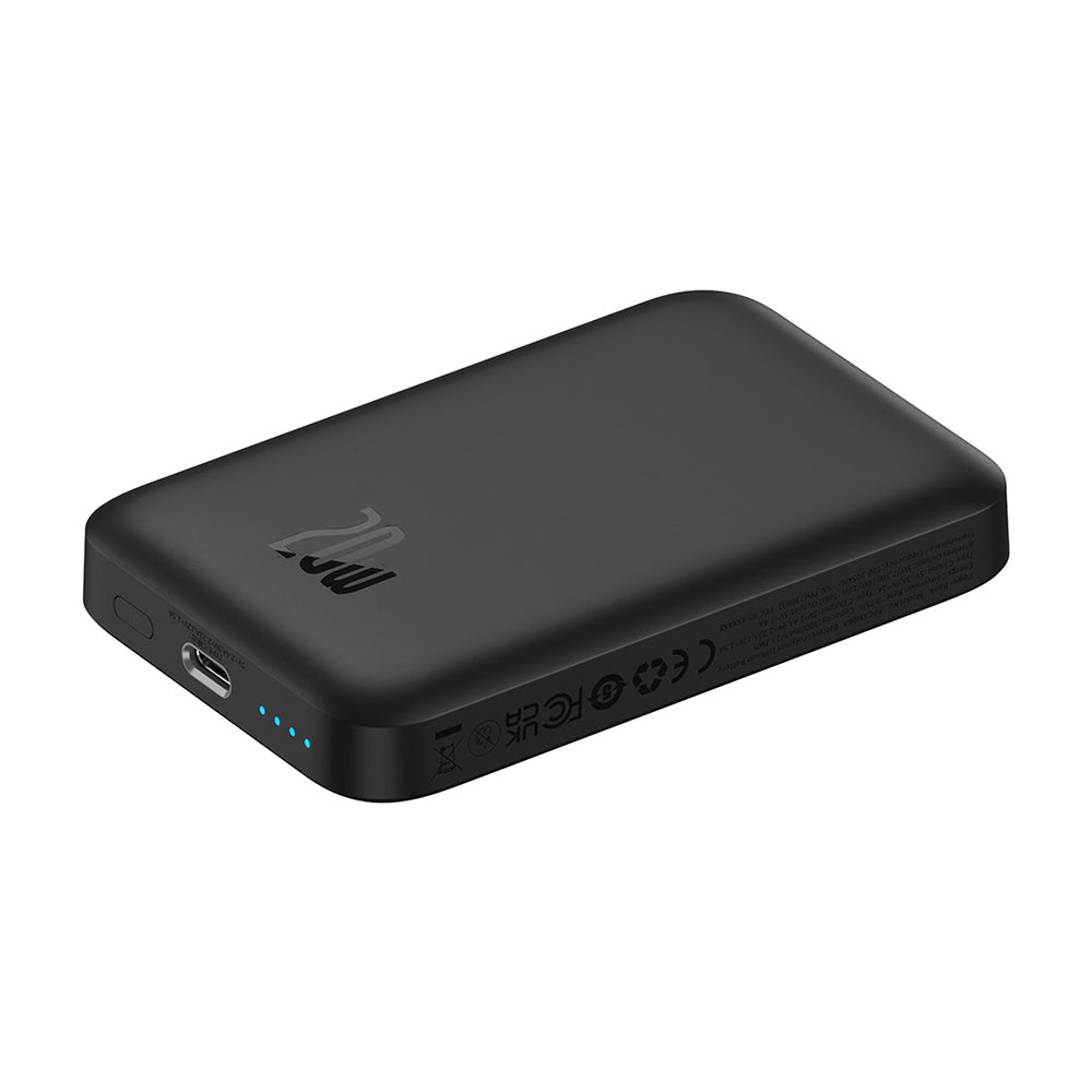 Externer Wireless-Akku Baseus Mini Air, 6000mAh, 20W, PD + FQI, 1 x QI - 1 x USB-C, Schwarz P10059002113-00