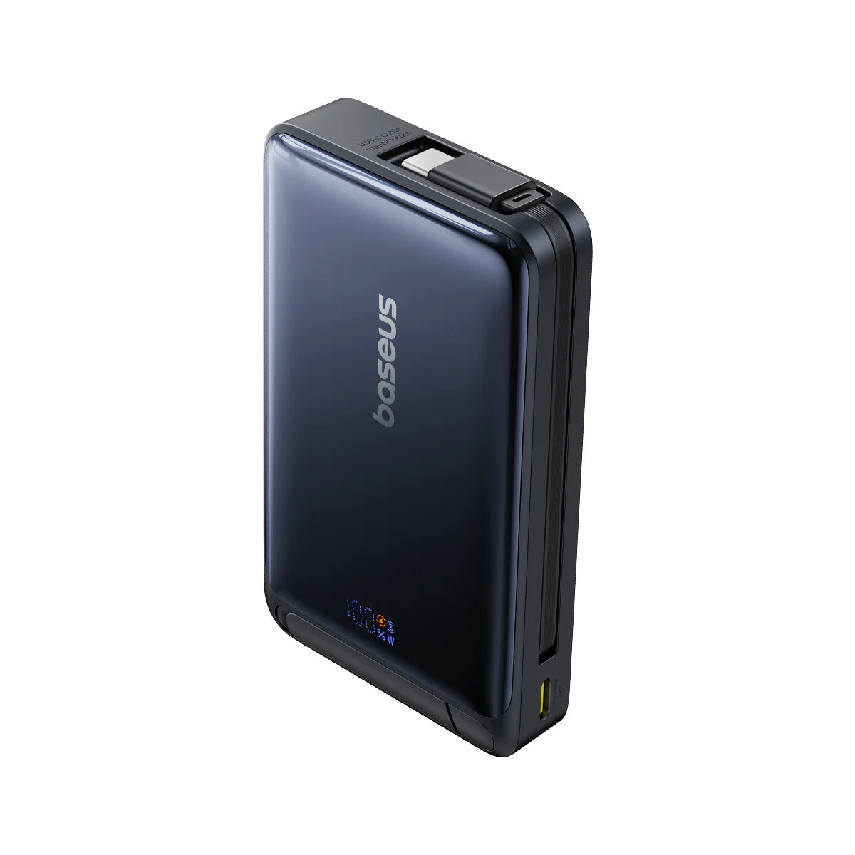 Externer Wireless-Akku Baseus Nomos, 10000mAh, 45W, PD + FQI, 1 x QI - 2 x USB-C, Schwarz P10078800123-00