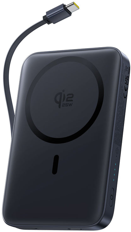 Baseus PicoGo AM61 Wireless Powerbank, 10000mAh, 45W, PD + FQI, 1 x QI - 2 x USB-C, Schwarz E0028V00