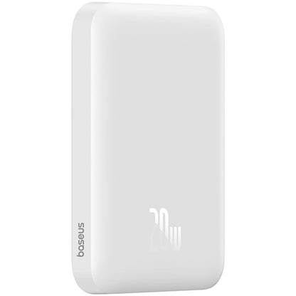 Baseus Magnetic Mini Wireless Externer Akku, 6000 mAh, 20 W, PD + FQI, 1 x QI – 1 x USB-C, Weiß