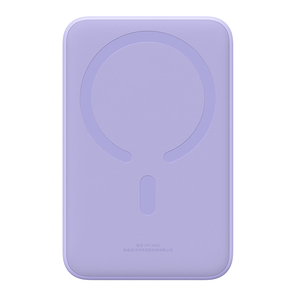 Externer Wireless-Akku Baseus Magnetic Mini, 20000mAh, 20W, PD + FQI, 1 x QI - 1 x USB-C, Lila PPCX150005