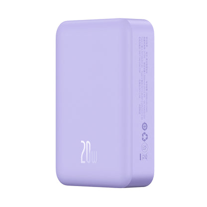Externer Wireless-Akku Baseus Magnetic Mini, 20000mAh, 20W, PD + FQI, 1 x QI - 1 x USB-C, Lila PPCX150005