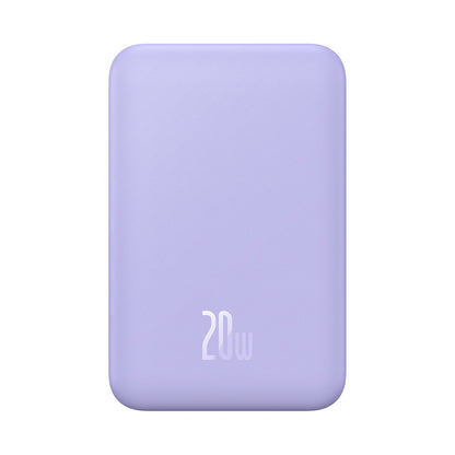 Externer Wireless-Akku Baseus Magnetic Mini, 20000mAh, 20W, PD + FQI, 1 x QI - 1 x USB-C, Lila PPCX150005