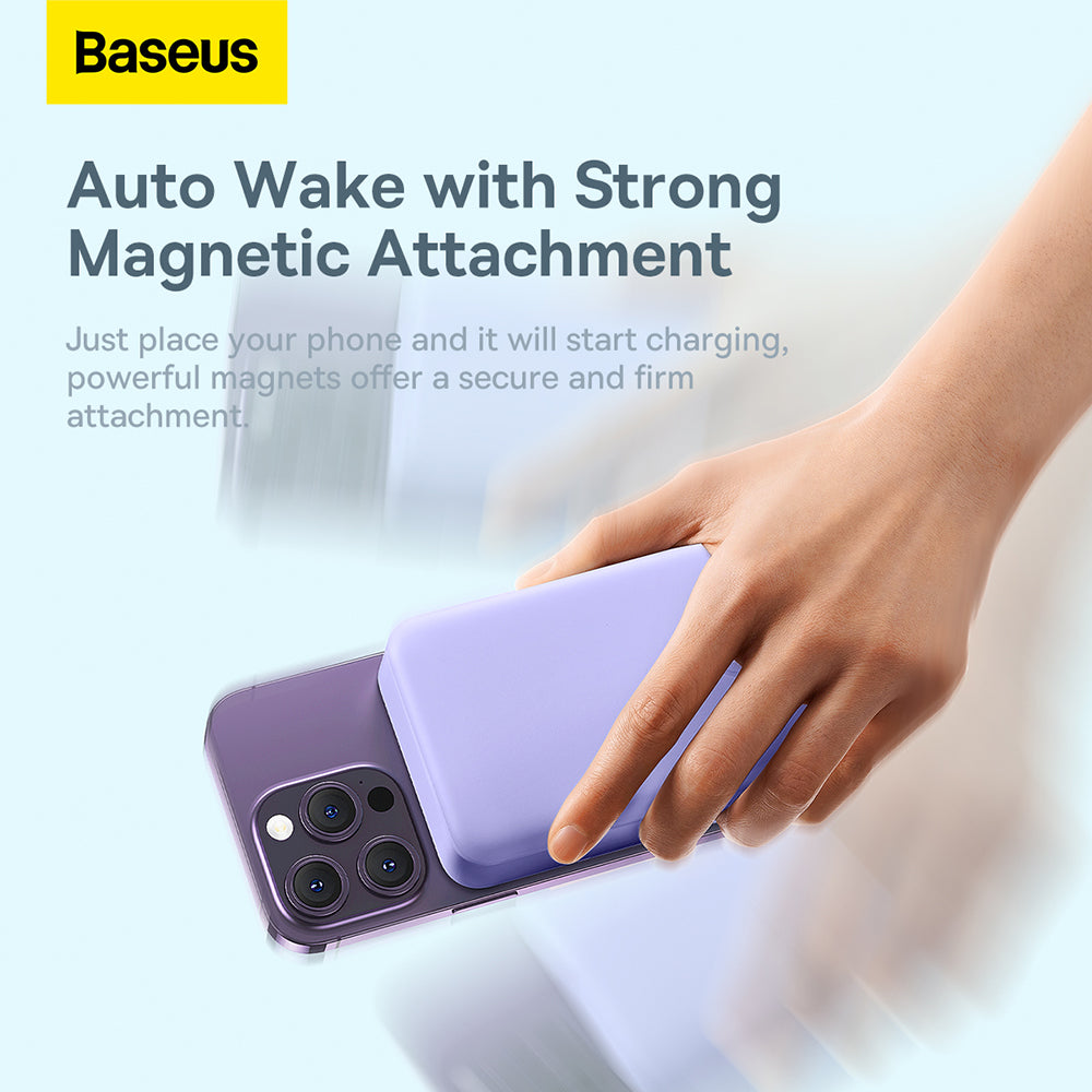Externer Wireless-Akku Baseus Magnetic Mini, 20000mAh, 20W, PD + FQI, 1 x QI - 1 x USB-C, Lila PPCX150005