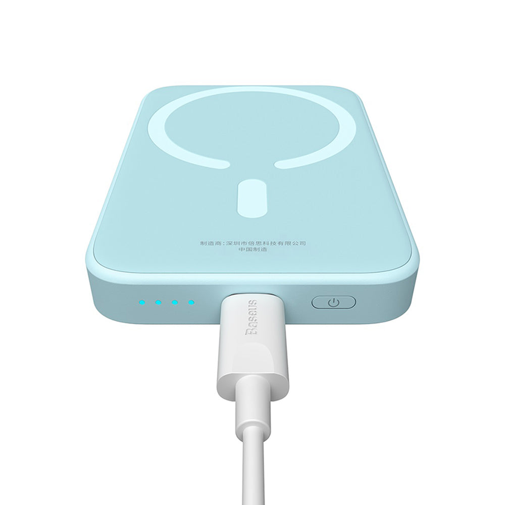 Externer Wireless-Akku Baseus Mini Air, 6000mAh, 20W, PD + FQI, 1 x QI - 1 x USB-C, Blau P10059002313-00