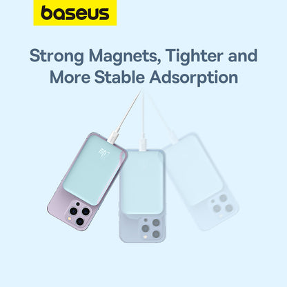Externer Wireless-Akku Baseus Mini Air, 6000mAh, 20W, PD + FQI, 1 x QI - 1 x USB-C, Blau P10059002313-00