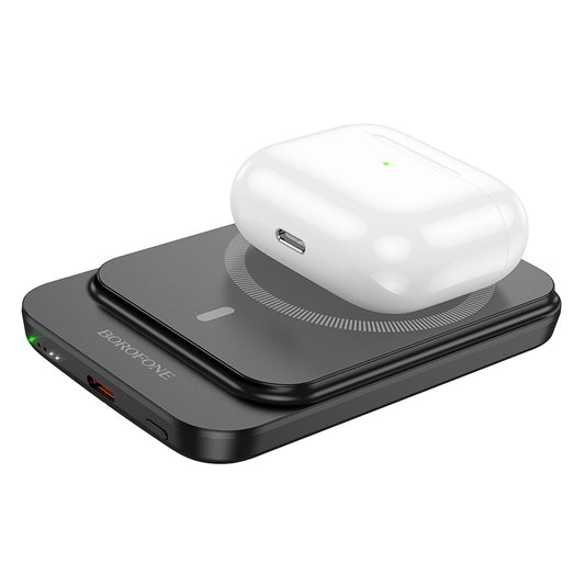 Borofone BJ63 Nimble Wireless External Battery, 5000mAh, 20W, PD + FQI, 1 x QI - 1 x USB-C, Black