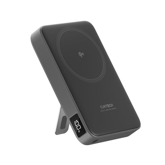 Kabellose Externe Batterie Cuktech WPB100, 10000mAh, 30W, PD + FQI, 1 x QI - 1 x USB-C, Grau CUWPB100GLBK
