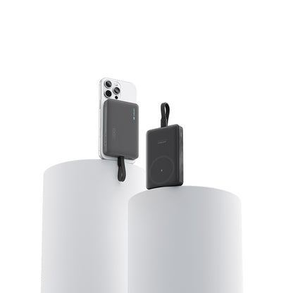 Cuktech WPB100L Wireless External Battery, 10000mAh, 22.5W, PD + FQI, 1 x QI - 2 x USB-C, Black CKWPB100LGLBK