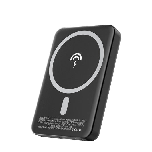 Externer Wireless-Akku Dudao K14S, 5000mAh, 10W, PD + QI, 1 x QI - 1 x USB-C, Schwarz