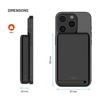 Externer Wireless Akku Fixed MagZen 10 Pro, 10000mAh, 30W, PD + FQI, 1 x QI - 1 x USB-C, Schwarz