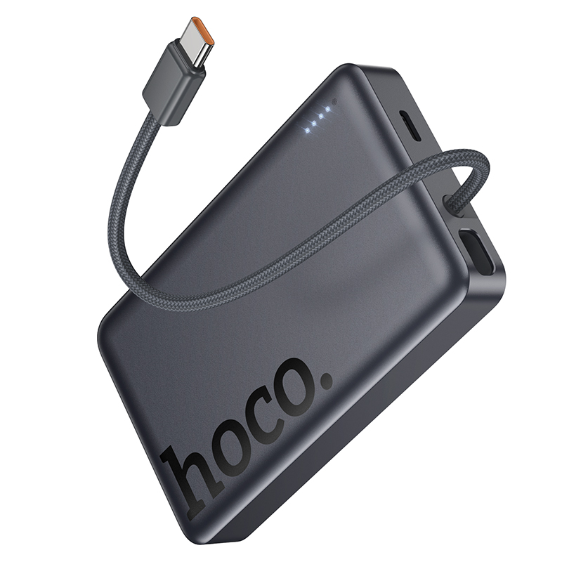 HOCO Q44 Wireless External Battery, 10000mAh, 20W, PD + FQI, 1 x QI - 2 x USB-C, Gray