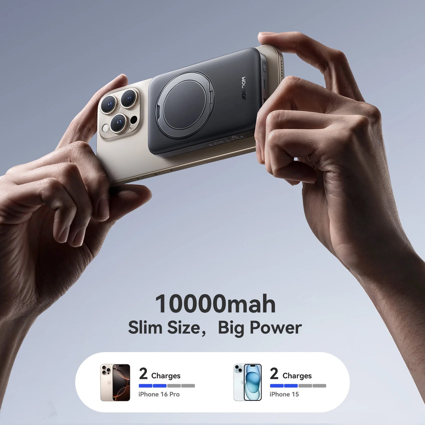 Externer Wireless-Akku Joyroom JR-PBM12, 10000mAh, 22.5W, QC + PD + FQI, 1 x QI - 1 x USB-A - 1 x USB-C, Schwarz