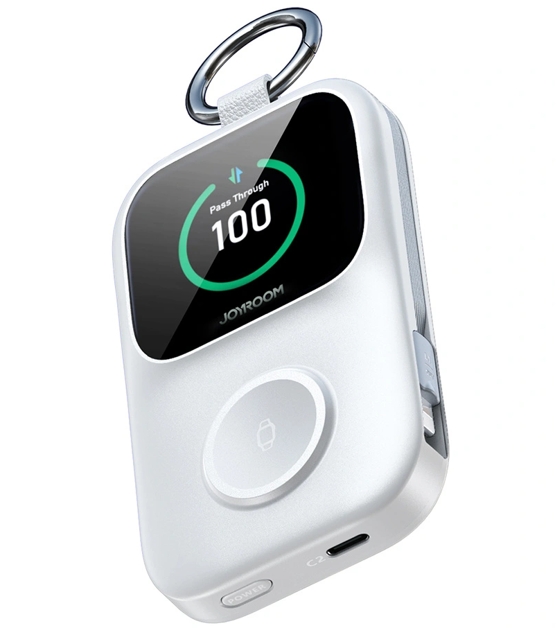 Wireless Externe Batterie Joyroom JR-W19, 5000mAh, 20W, QC + PD, 1 x Lightning - 1 x QI - 2 x USB-C, Weiß