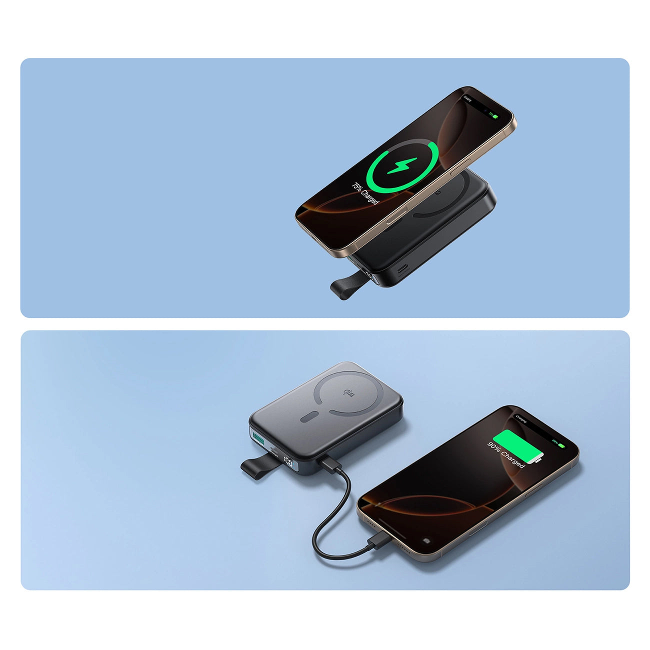 Joyroom JR-PBM11 Wireless External Battery, 10000mAh, 22.5W, QC + PD + FQI, 1 x QI - 1 x USB-A - 1 x USB-C, Black