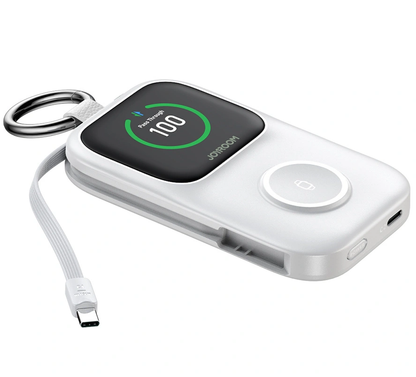 Wireless Externe Batterie Joyroom JR-W19, 5000mAh, 20W, QC + PD, 1 x Lightning - 1 x QI - 2 x USB-C, Weiß