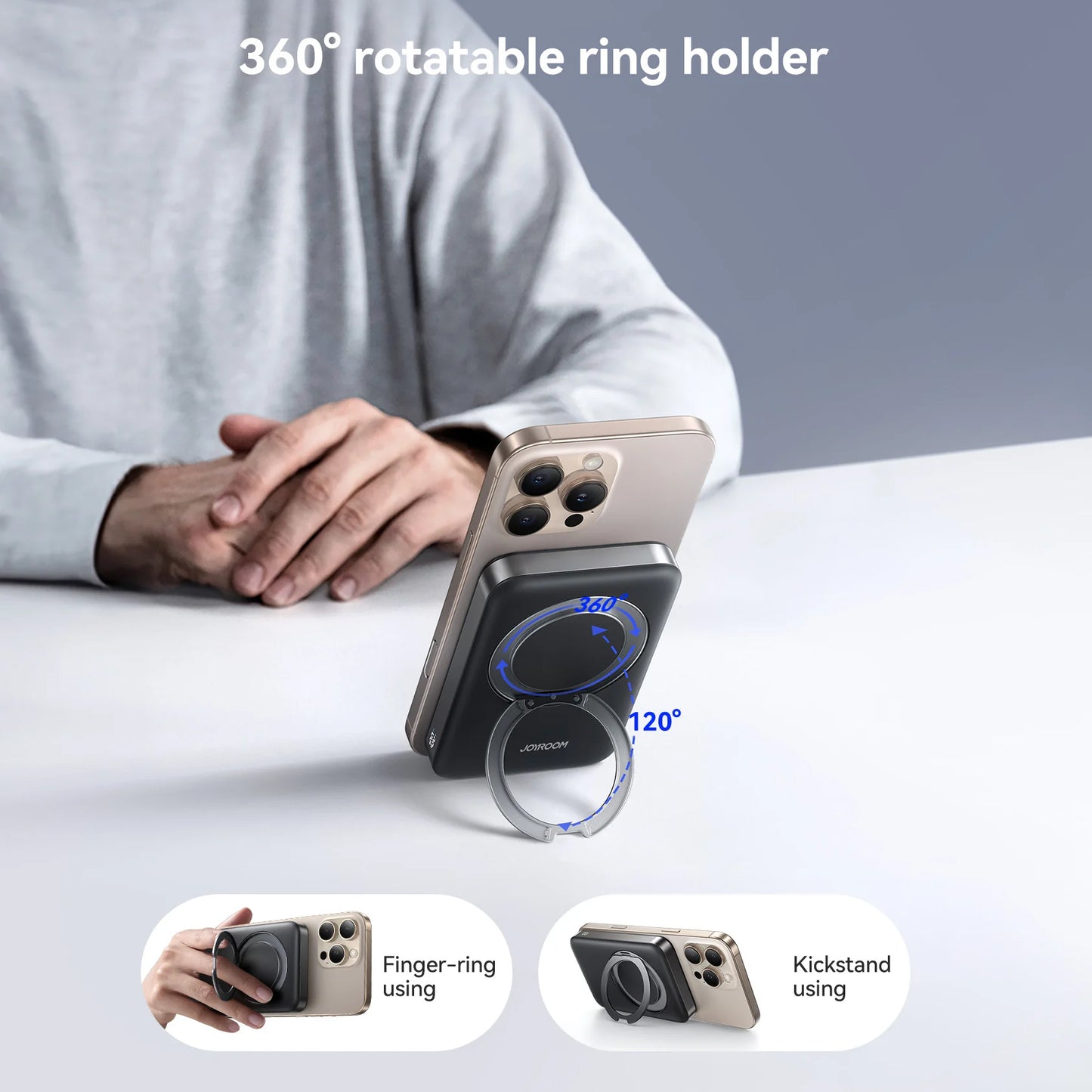 Externer Wireless-Akku Joyroom JR-PBM12, 10000mAh, 22.5W, QC + PD + FQI, 1 x QI - 1 x USB-A - 1 x USB-C, Schwarz