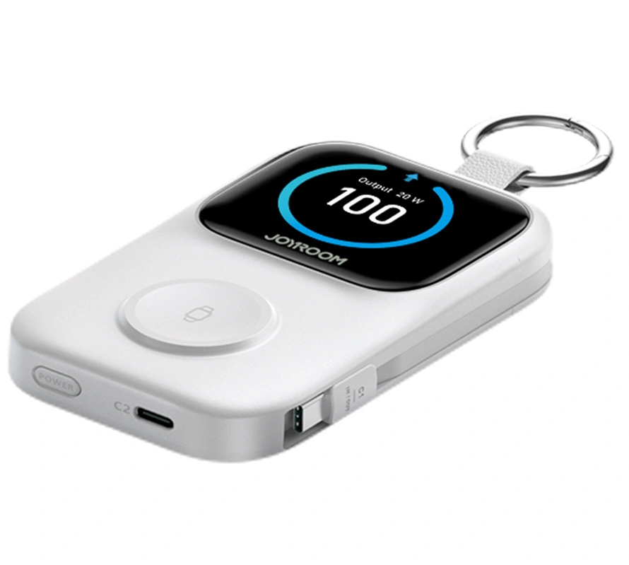 Wireless Externe Batterie Joyroom JR-W19, 5000mAh, 20W, QC + PD, 1 x Lightning - 1 x QI - 2 x USB-C, Weiß